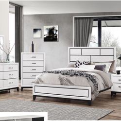 4- Pc Bedroom set Dresser,Mirror  Nightstand (1) Queen size bed frame  Not including Mattress and Box Sp