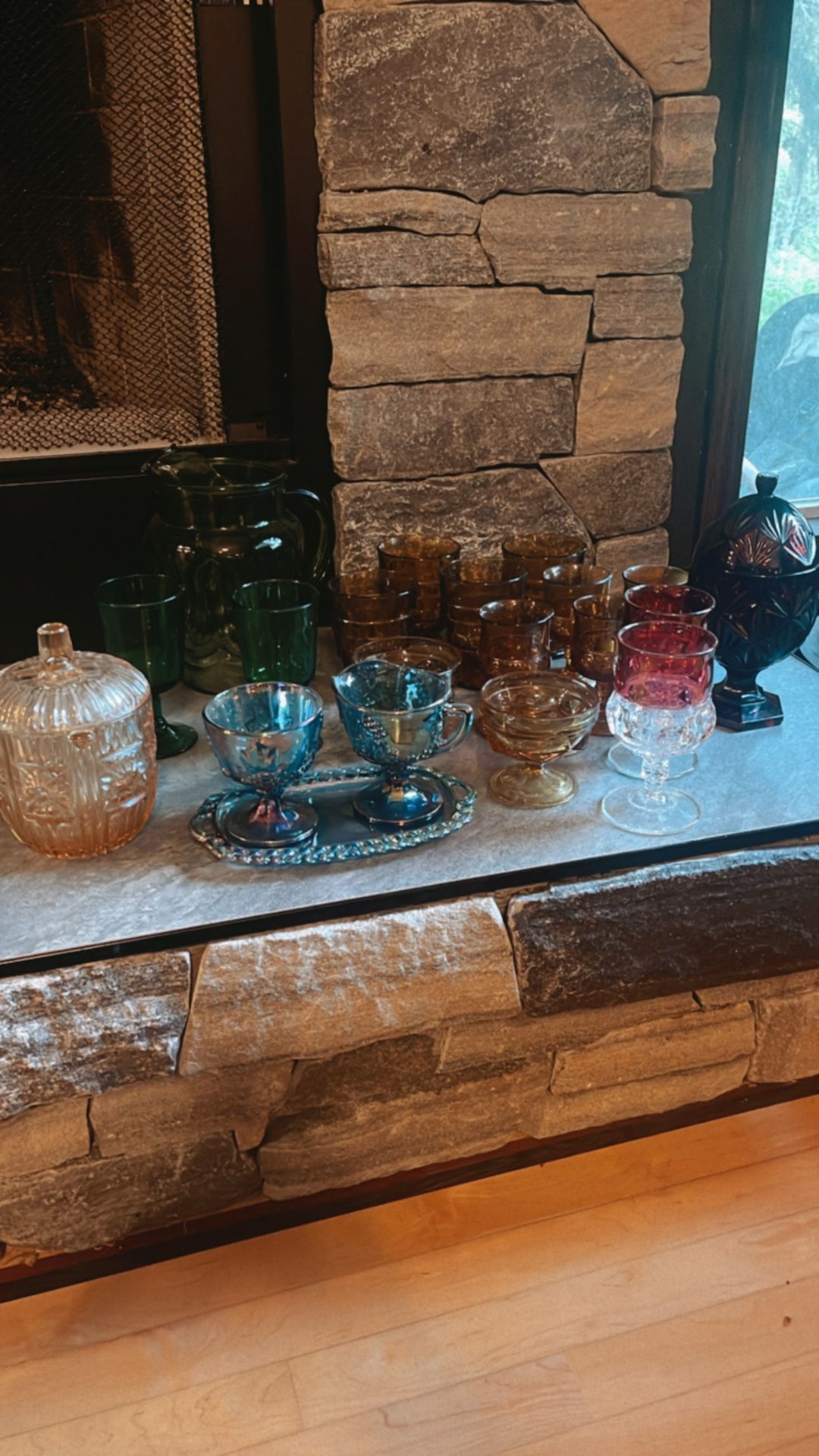 Lot Of Vintage Colored Glass 20 Pieces 