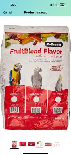 3 x 17.5lb Bag ZuPreem FruitBlend Flavor Pellets Bird Food