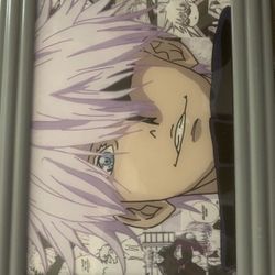 Gojo Glass Painting With Manga Background 