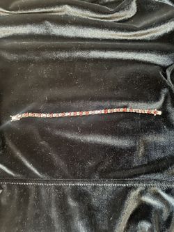 Sterling Silver Garnet Tennis Bracelet
