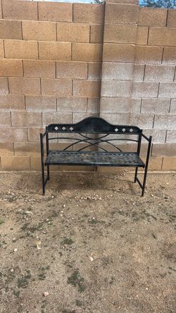 Black metal bench