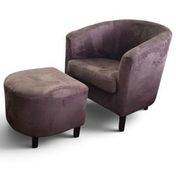 Barrel Accent Chair with Ottoman Set