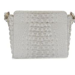 Brahmin Carrie Crossbody Handbag in Shortbread beige and white