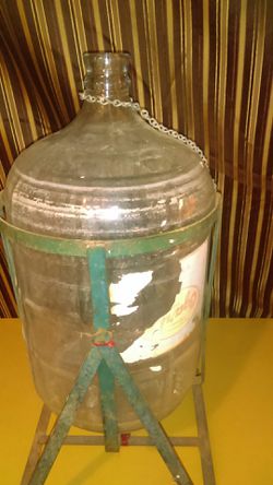 1950's. Ozarka water bottle , 5 gallon , glass, with stand