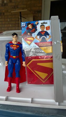 Superman costume cape new and figure used