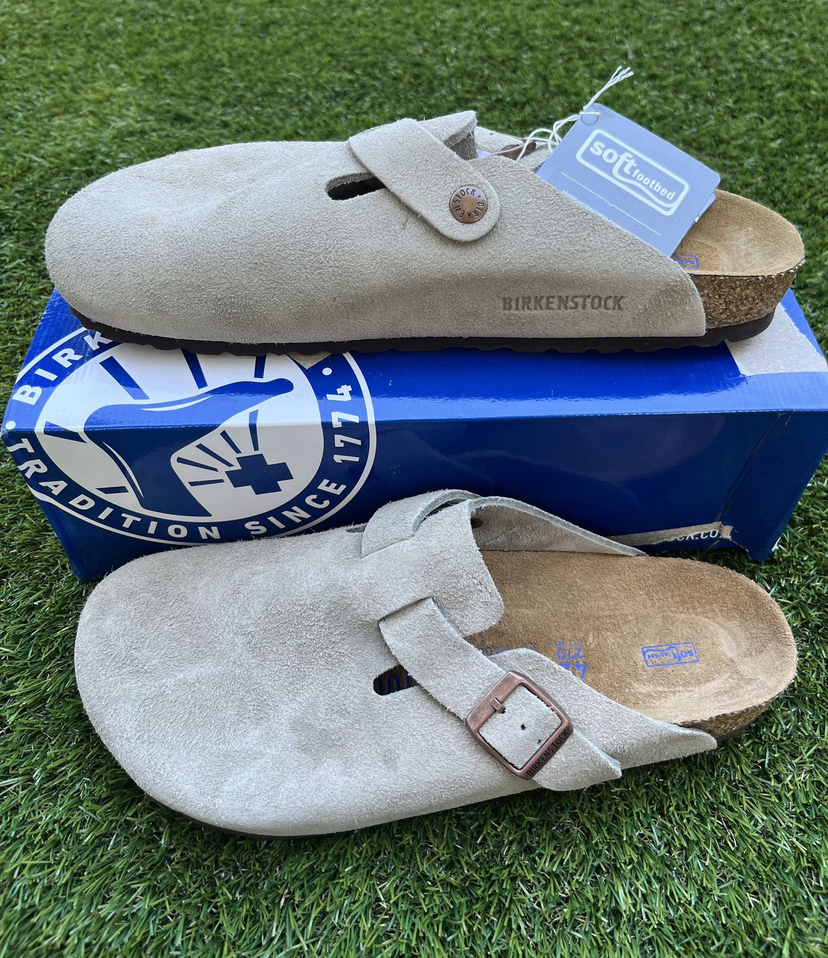 Birkenstock Boston Clogs taupe swade mens size 42
