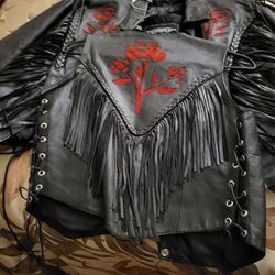 Red Rose  Motorcycle Vest And Jacket