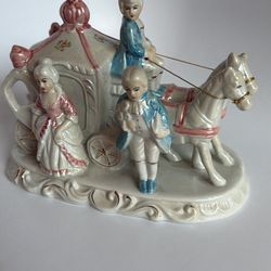 Porcelain Centerpiece Carriage Scene 