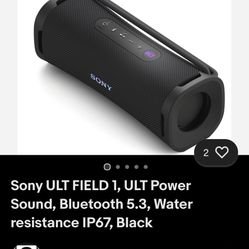Novo New Sony ULT FIELD 1, Som ULT Power, Bluetooth 5.3, Resistência à água IP67, Cor: PretoSony ULT FIELD 1, ULT Power Sound, Bluetooth 5.3, Water re