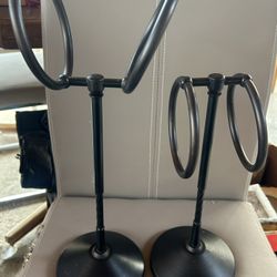 Set of 2 Black Freestanding Metal Bathroom Towel Rings Matte Finish