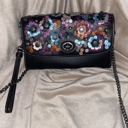 Leather Flower Appliqué Bag