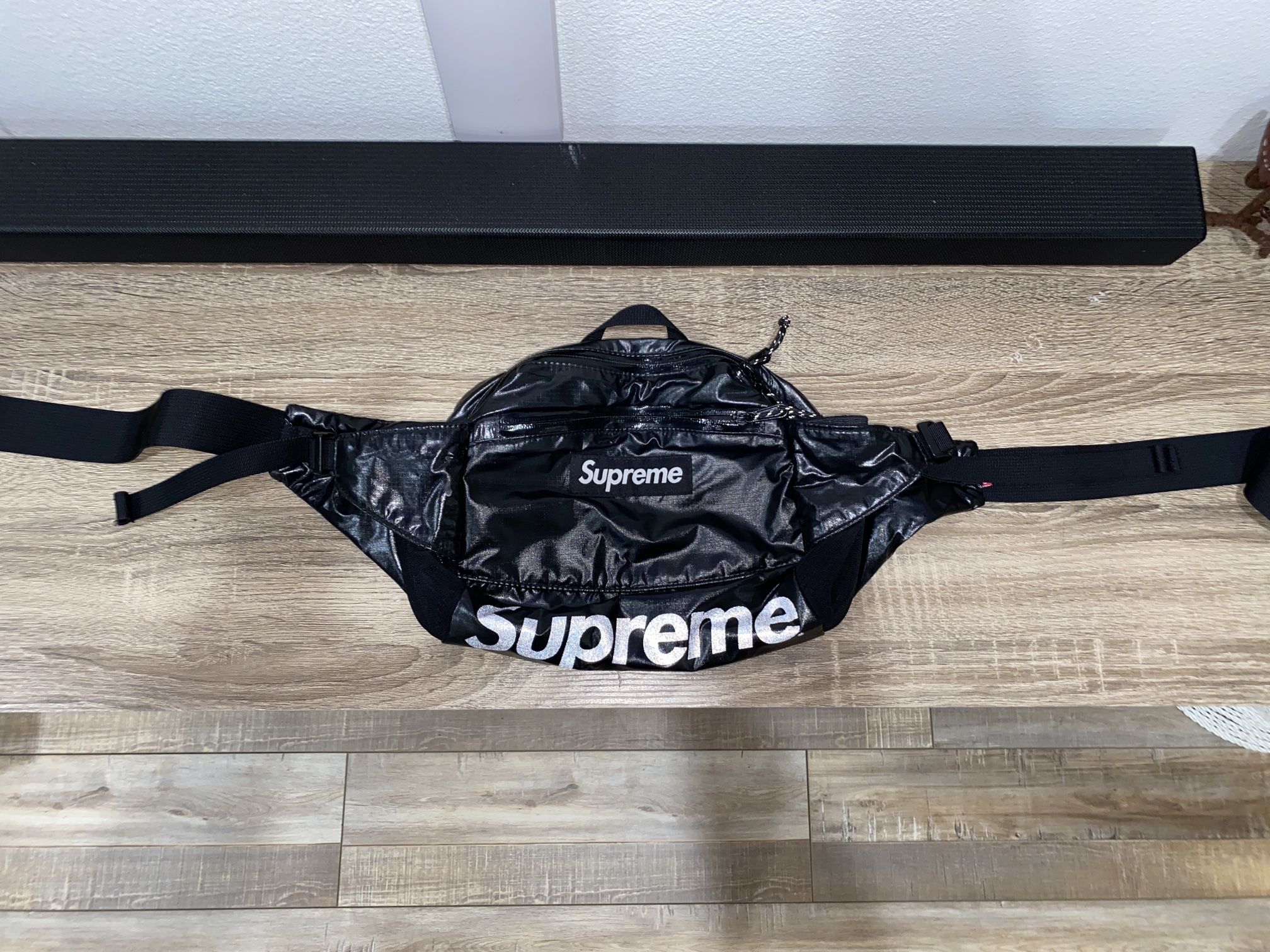 Supreme Black Waist Bag FW17 Reflector