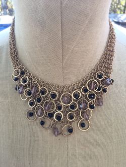 Gold costume Circles/Chain with black bead necklace