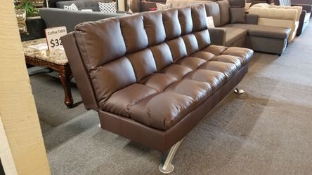 Brand new 81" x 45" brown faux leather sofa futon