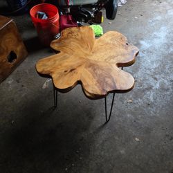 Wood Live Edge Table With Metal Legs