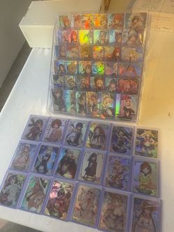 Anime Holographic Trading Cards Large Lot, 54 cards, all in  top loaders