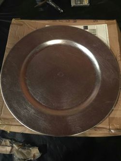 13" silver plate chargers (8)