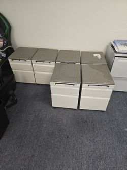 Mobile Pedestal File Cabinets with Cushion Tops – Set of 12