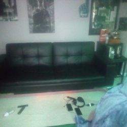 Gamer Chair Futon All Leather Plugged In