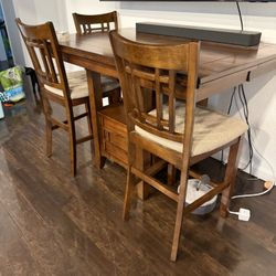 Rustic Wood Dining Table & 6 Chairs – Solid Wood