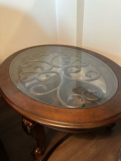 Oval solid real wood coffee table