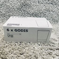 IKEA Godis Set of 6 Clear Drinking Glasses 8oz Cup 6inch #22648 Kitchen New