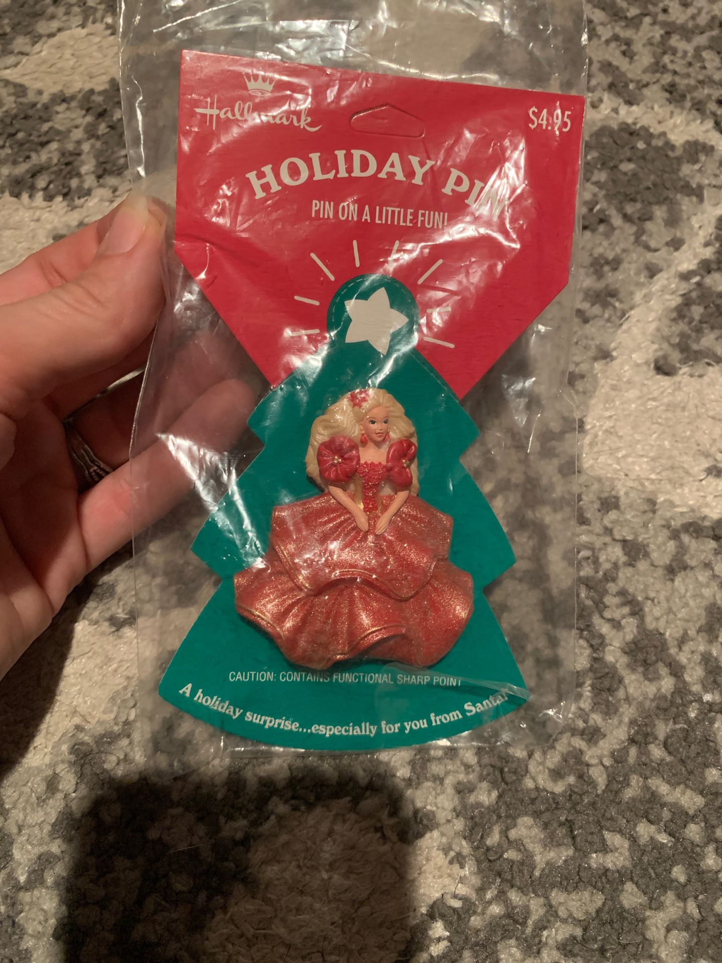 Holiday Barbie 1995 Vintage Hallmark Holiday Pin