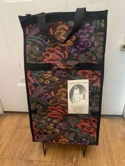 Floral Shopping Tote With Wheels