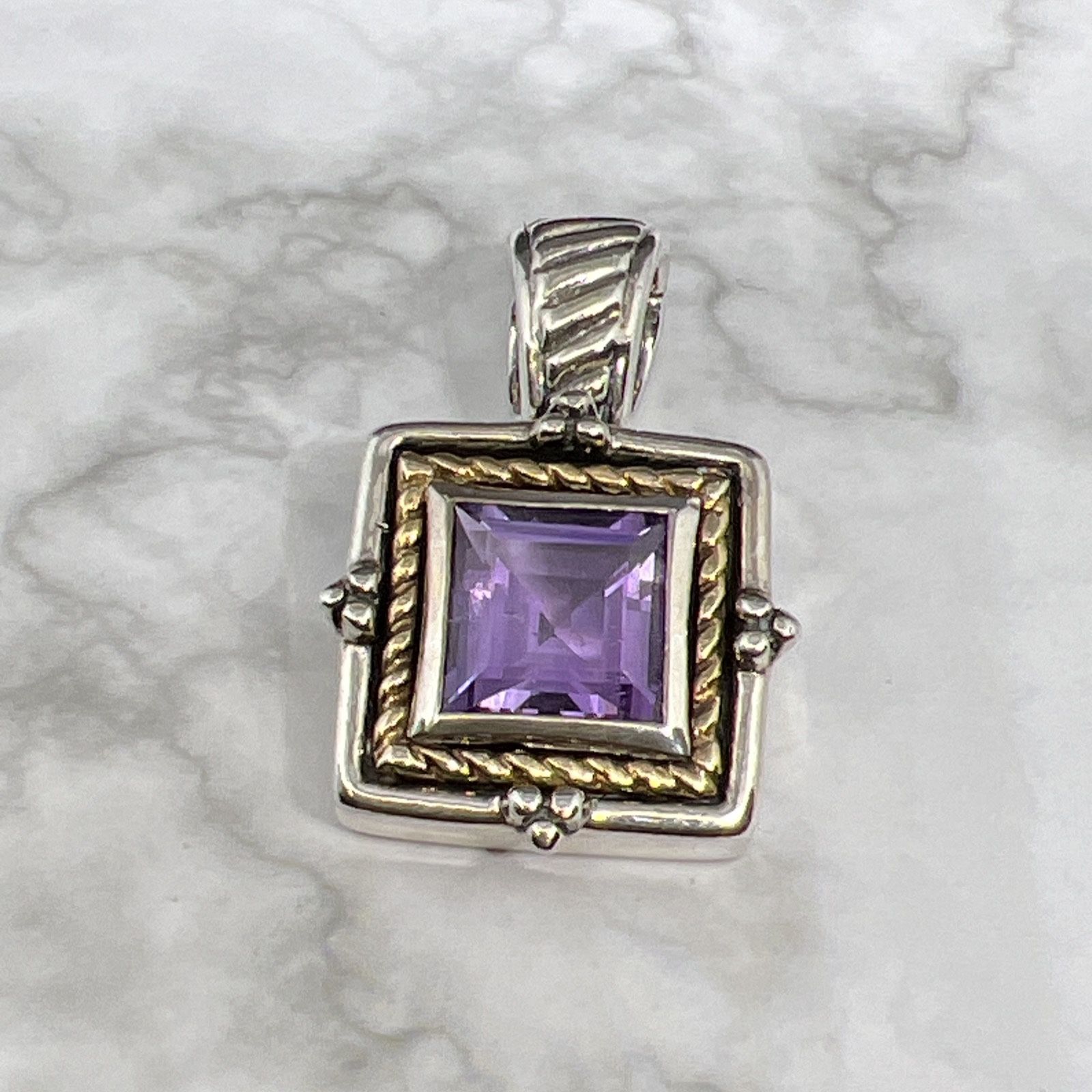 925 Flli Menegatti Purple Stone Pendant Has 18 Kt Gold