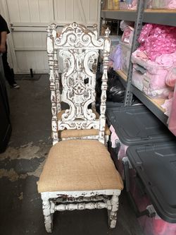 Vintage White Burlap Sweetheart Chairs Pair