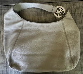 Stylish, Versatile Gray-Pebbled Michael Kors Hobo Shoulder Bag