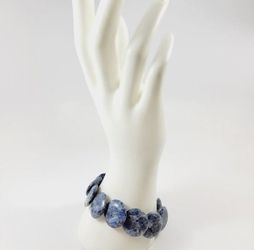 Vintage  silver tone Blue Sodalite, disc beads Bracele