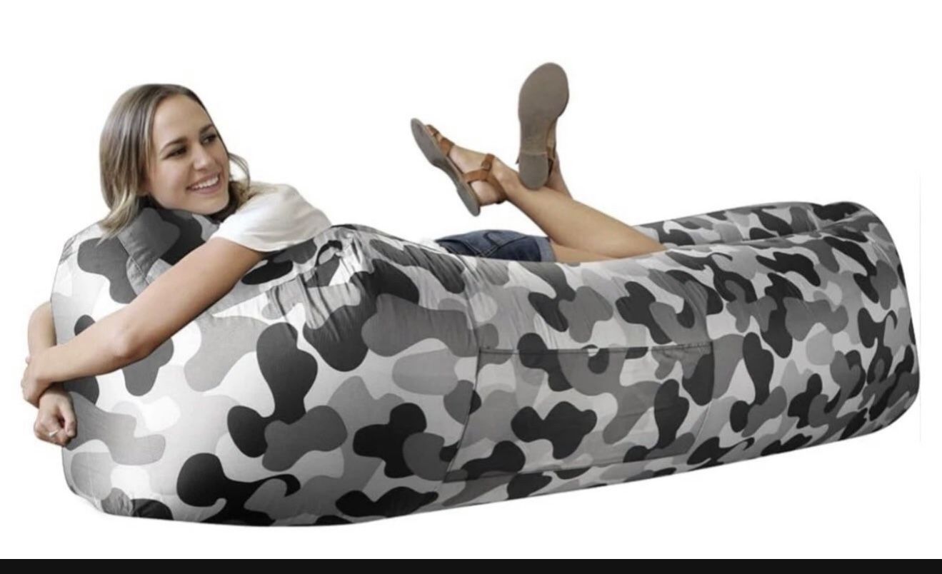 Inflatable Couch Air Lounger Chair - Camping & Beach Accessories, Portable Bl...