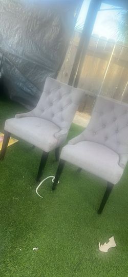4 grey upholstered dinning chairs