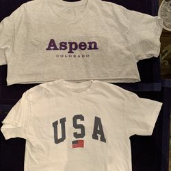 Two Cropped Cotton T-Shirts 