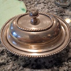 silver-plated covered oval serving dish. 