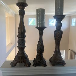 Fitz And Floyd Pillar Candle Stands.