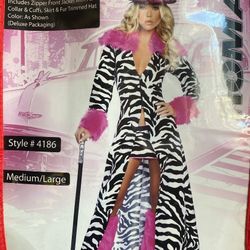 3 Pc Zebra Print Pimp Costume 