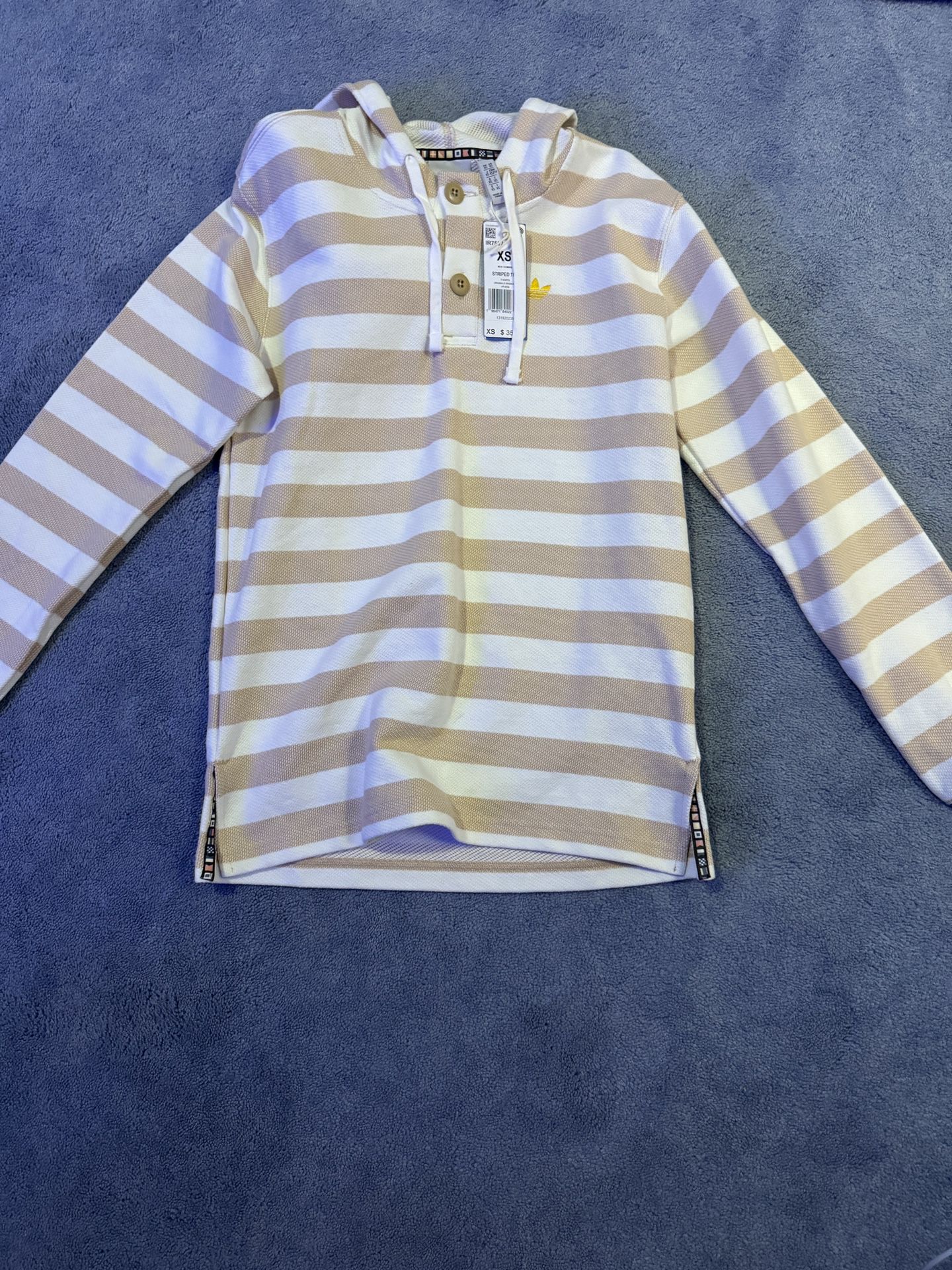 Stripped Adidas hoodie buttoned