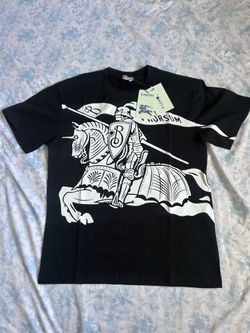 Black Burberry Tee with White Horseman