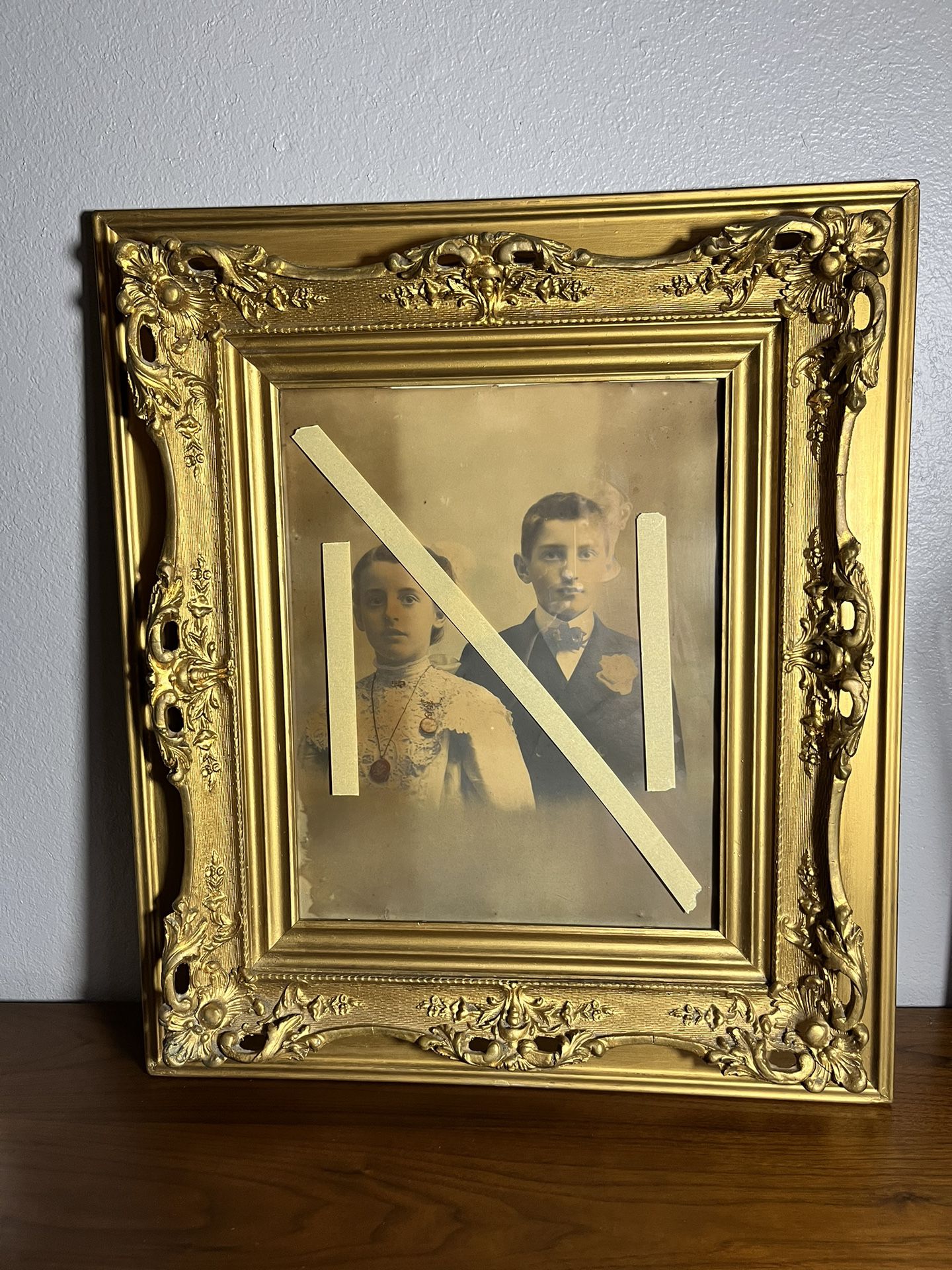 Antique Picture With Gold  Frame 