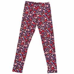 Old Navy Girls 14 Leggings Burgundy Floral Print Stretch Elastic Waist