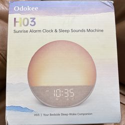 Sunrise Alarm Clock White Noise Machine: Natural Wake Up Light - Dimmable Clock with Bluetooth Speaker for Bedroom NEW