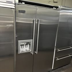 Viking 48”Wide Built In Stainless Steel Side By Side Refrigerator 