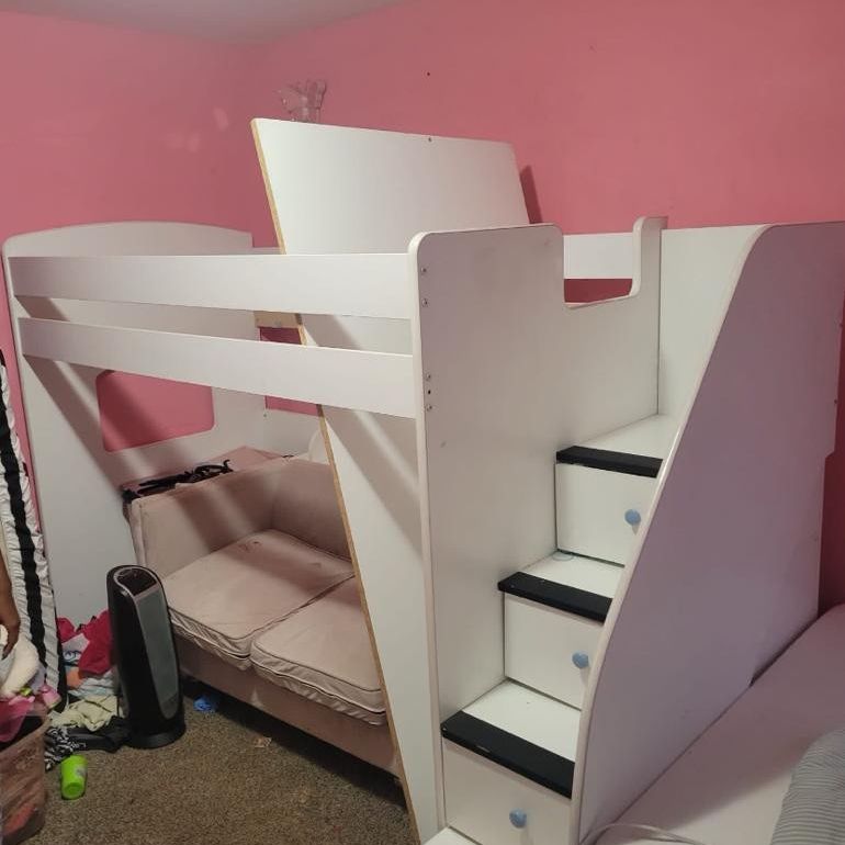 Twin bunk bed with storage and mattress 
