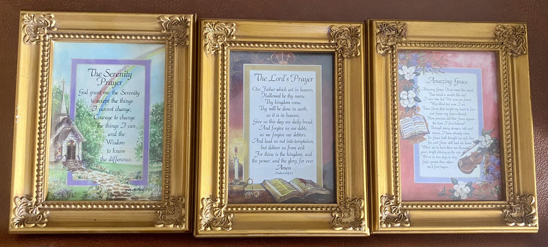 3 Framed Religious Decorative Hanging Pictures