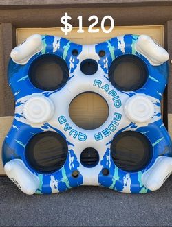 NEW Quad Inflatable Tube River Tube with 2 Built-in Coolers / 4-person River Tubes