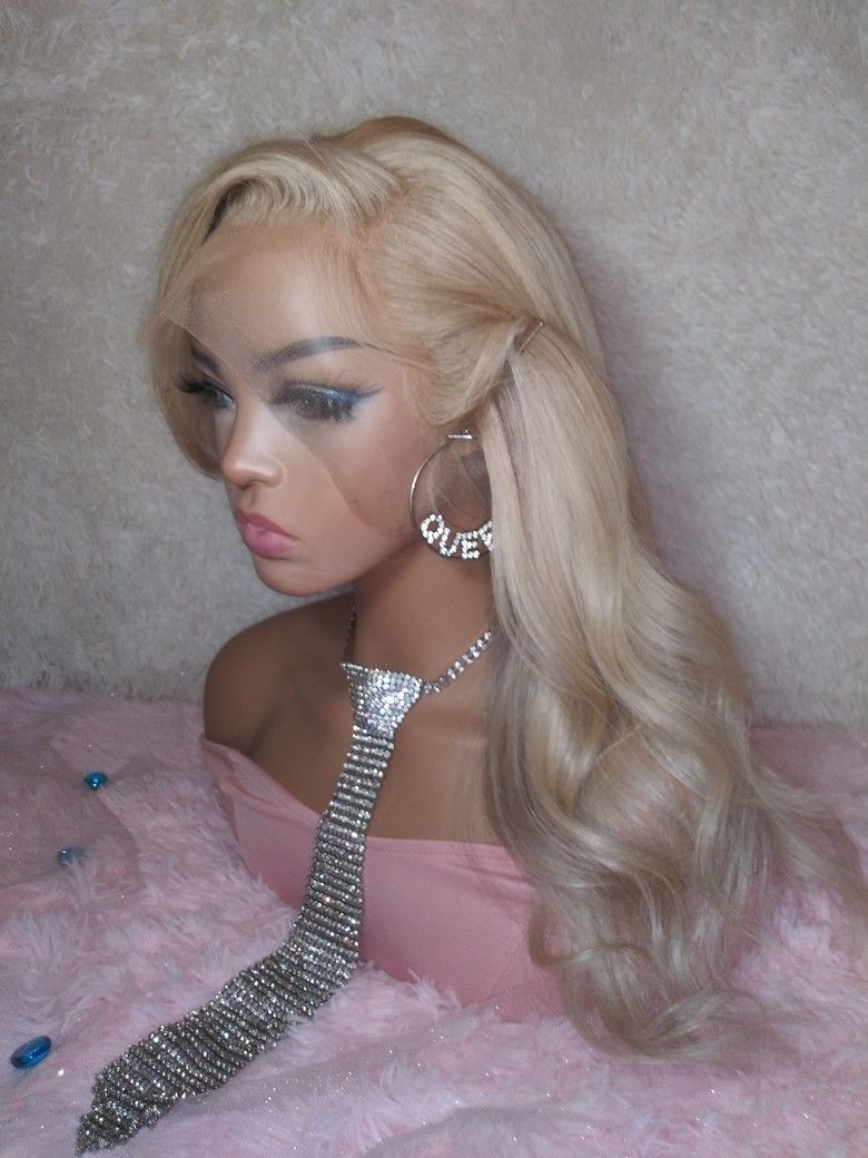 3d dark Blonde Ombre Shadow Root Lace Wig