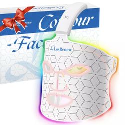 LuxRenew Red Light LED Therapy Contour Face Mask + 7 Colors Rechargeable Skin